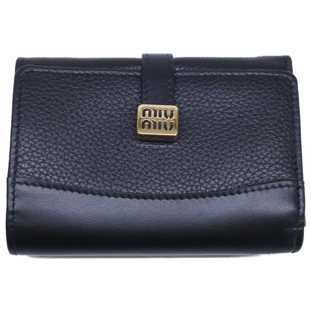 Miu Miu MIUMIU 5MH034 DAINO SOFT CALF Tri-fold Wallet (with coin purse) Black...